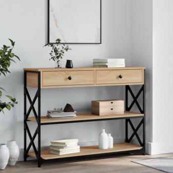 Mesa consola de roble Sonoma 100x28x75 cm madera multicapa marrón
