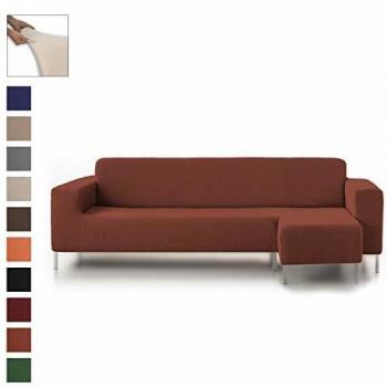 Eiffel Textile Protector Rústica Funda Elástica Brazo, Teja, Chaise Longue Largo Derecha