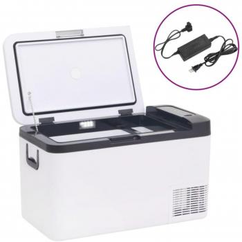 Nevera portátil con asa y adaptador de plástico PP y PE en colores negro y blanco, capacidad de 18 litros