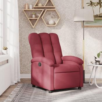 Sillón reclinable de tela vino tinto con mecanismo de reclinación, estructura resistente, tapizado en tejido suave y cómodo, color rojo tinto