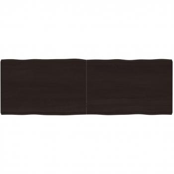 Tablero de mesa de roble sin tratar marrón oscuro 180 x 60 x (2-6) cm con borde natural gris, tratado, grosor 6 cm