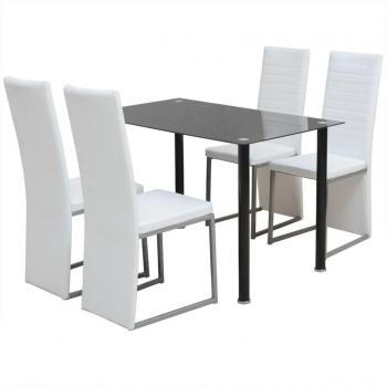 vidaXL Conjunto de comedor de cinco piezas blanco y negro