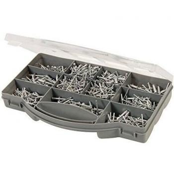 Juego de Remaches Variados 650 Pzas para Madera, Metal y Plástico