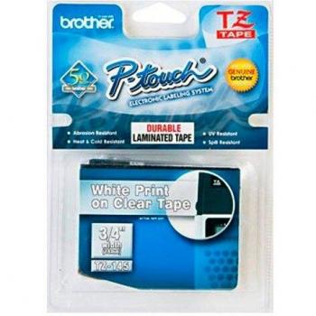 Brother Gloss Laminated Labelling Tape - 18mm, White/Clear - Cintas para impresoras de Etiquetas