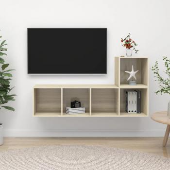 vidaXL Juego de muebles de salón 2 piezas madera ingeniería y Muebles de pared de TV 2 piezas aglomerado color roble Sonoma