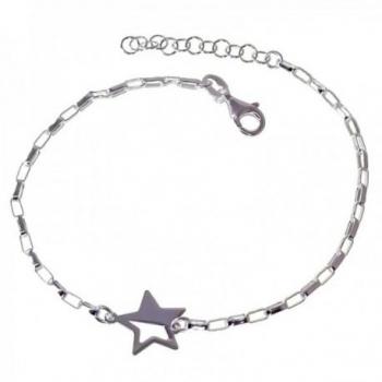 Pulsera de Plata de Ley 925m para Mujer con Cadena Forzada Alargada y Detalle de Estrella de 10mm