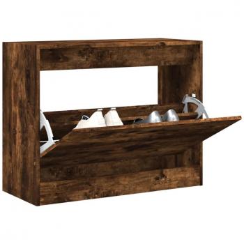 Zapatero Armario Estantería para Zapatos de Madera de Ingeniería Color Blanco, Gris Hormigón y Gris Sonoma 80x34x63 cm Marrón