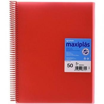 Grafoplás 39835051－Carpeta espiral con 50 fundas A4 con sobre. Color rojo