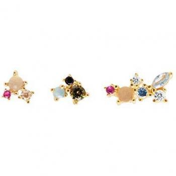 PDPAOLA - Pendientes La Palette - Plata de Ley 925 Bañada en Oro de 18k - Joyas para Mujer