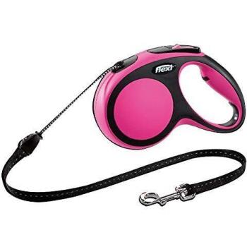 Flexi New Comfort Retractable Dog Leash, Cord Medium, 5m/16ft, Pink