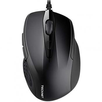TeckNet Ratón con Cable USB de 1,5 m, 6 Botones, hasta 2000 dpi, Superficie Antihuellas para Computadora Portátil, PC, Computadora