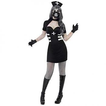 Smiffys Disfraz de Enfermera Delirio, Negro, con Vestido, Chaqueta, Guantes, Diadema y m