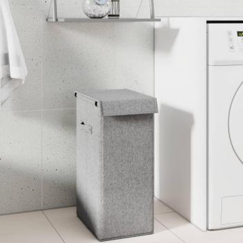 vidaXL Foldable Laundry Hamper - Grey, 26x34.5x59.5 cm, Faux Linen Fabric