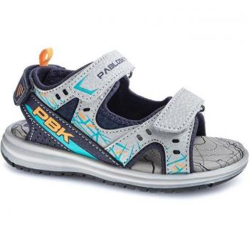 Sandalias para Niño Pablosky en Color Gris y Azul con Cierre de Velcro - Modelo 976530