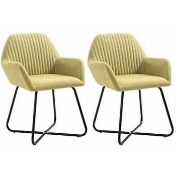 Green Fabric Dining Chairs - Set of 2
