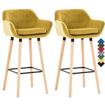 Set de 2 Taburetes Grant en Terciopelo Amarillo