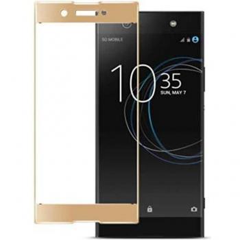 Todotumovil Protector de Pantalla Xperia XA1 Dorado Completo 3D Cristal Templado Vidrio Curvo para movil