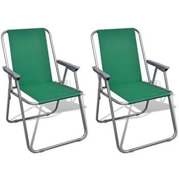 vidaXL Conjunto De 2 Sillas Verdes Plegables Exterior