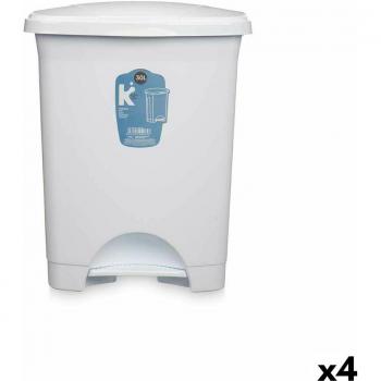 Papelera con Pedal Blanco Plástico 30 L (4 Unidades)