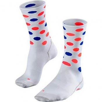Falke BC Impulse Dots Biking Socken Calcetines para Mujer, Blanco, Azul y Rojo, 37-38