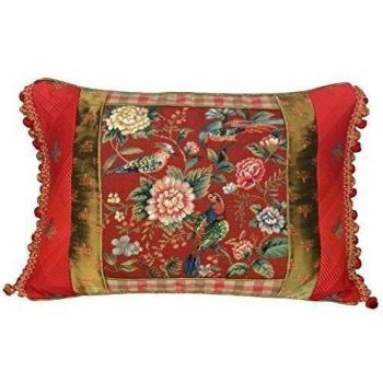 123 Creations C417.16x22 100-Percent Wool Canton Garden Petit Point Pillow with Fabric Trimmed, 22 W x 16 H by 123 Creations