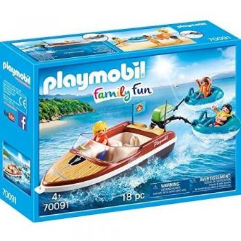 PLAYMOBIL Family Fun Lancha con Flotadores, A partir de 4 años