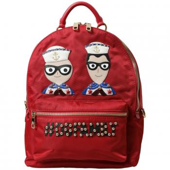 Dolce & Gabbana Red #DGFAMILY Embellished Backpack VULCANO Bag