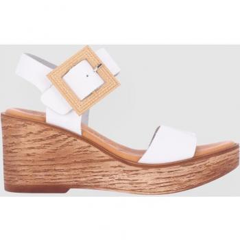 Sandalias de cuña de piel para mujer Chika10 Leather RUTH 02 en blanco