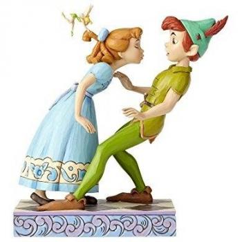 Disney Un Beso Inesperado Figurina de Peter Pan y Wendy, Resina, Multicolor, 12.7 x 8.9 x 19.3 cm
