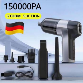 Aspiradora portátil inalámbrica para coche 150000PA, mini aspiradora de mano potente para electrodomésticos, color negro