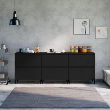 Aparadores 3 uds madera contrachapada negro 60x35x70 cm Mueble de Almacenaje de Salón, Buffet para salón, Armario Auxiliar, Armario de Almacenamiento Vidaxl