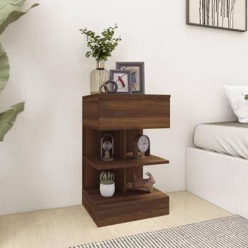 Mesita de noche Roble marrón 40x35x65 cm Madera multicapa