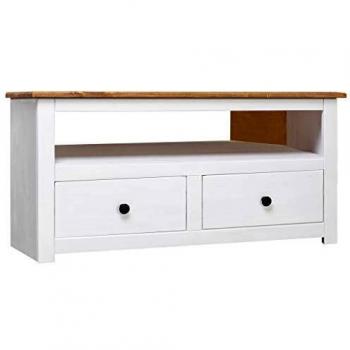 vidaXL Corner TV Cabinet White 93x49x49 cm Solid Pine Panama Range