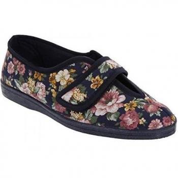 Wilma Touch Fastening V Opening Floral Casual Cotton Slippers
