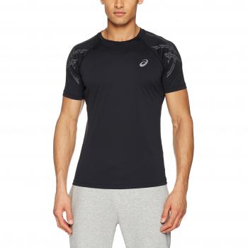 Asics Stripe SS Top de Manga Corta, Hombre, Negro
