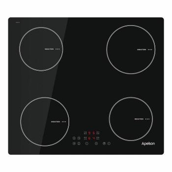 Placa de Inducción Apelson AIT 4600, 4 Zonas, Control Táctil, 9 Niveles de Potencia, Función Booster, Temporizador por Zona, Detección Automática de Rec