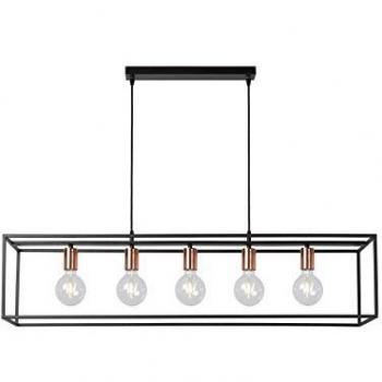 Lámpara Colgante Moderna Arthur, 5 Luces E27, Negra