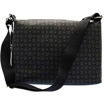 Pollini Heritage Print Elegant Black Hobo Shoulder Bag