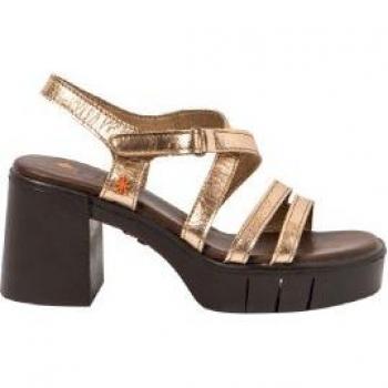 Sandalias de Piel 1992F Eivissa dorado para mujer con altura de tacón