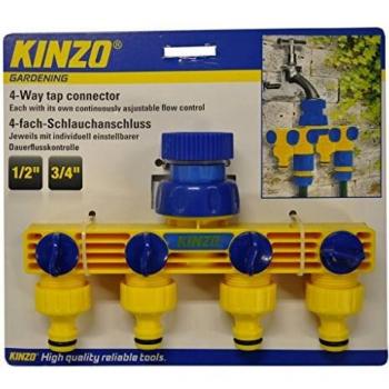 Kinzo - Conector de Grifo con Distribuidor de 4 Salidas para mangueras