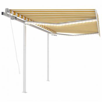 Toldo automático LED con sensor de viento, color amarillo y blanco, dimensiones 3,5x2,5 m