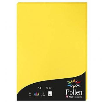 Papel A4 Pollen 120g Color Amarillo Sol - Paquete de 50 Hojas Clairefontaine