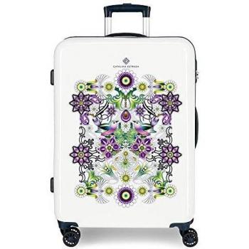 Catalina Estrada Abanico Maleta mediana Azul 48x68x26 cms Rígida ABS Cierre combinación 70L 3,7Kgs 4 Ruedas dobles
