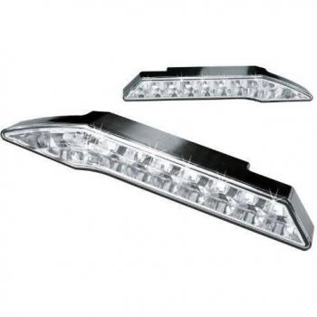AEG 97141 Luces de conducción diurna LED LK 18, curvado en forma deportiva, con luz de posición, 2 x 18 energía LED en paralelo 12 y 24 Voltios, para bricolaje, ECE R7 y R87