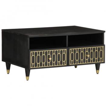 Mesa de centro de madera maciza de mango 80x54x40 cm color negro