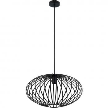 Lámpara colgante Maivi, negra, 50 cm, hierro, diseño de jaula, moderno, para salón y comedor, una bombilla E27