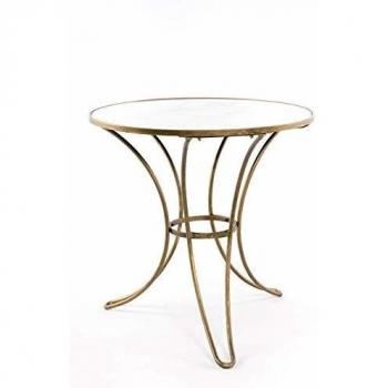 Mesa Auxiliar Hierro y Cristal Nórdico Dorado 80 x 79