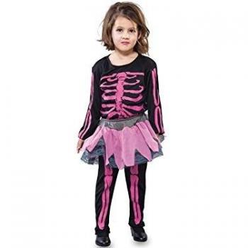 Fyasa 706229-t00 esqueleto niña disfraz, rosa, pequeño