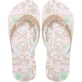 Chanclas Roxy Tahiti infantiles rosa beige verde 36