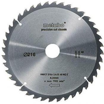 METABO 628065000 - Hoja de sierra Cordless Cut Classic 216x30 mm dientes 40 WZ 5°